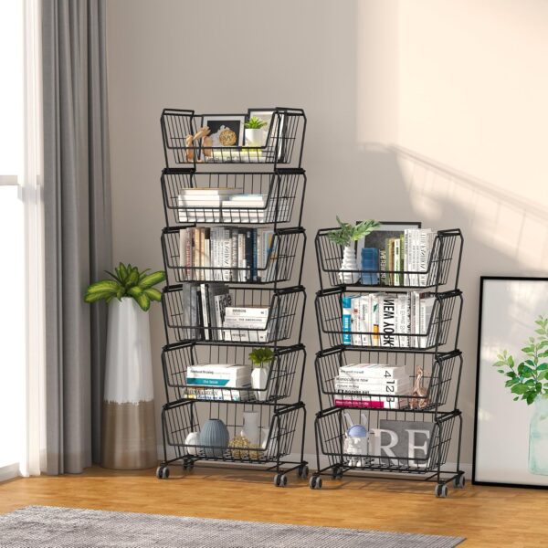 Dual Use Shelf for Kitchen Fruit Vegetable Baskets with Wheels - Image 2