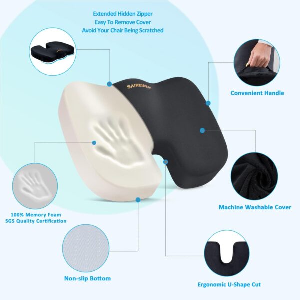 Seat Cushion and Lumbar Support Pillow for Office Chair - Image 3