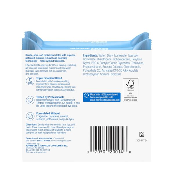 Neutrogena Cleansing Fragrance Free Makeup Remover Face Wipes - Image 2